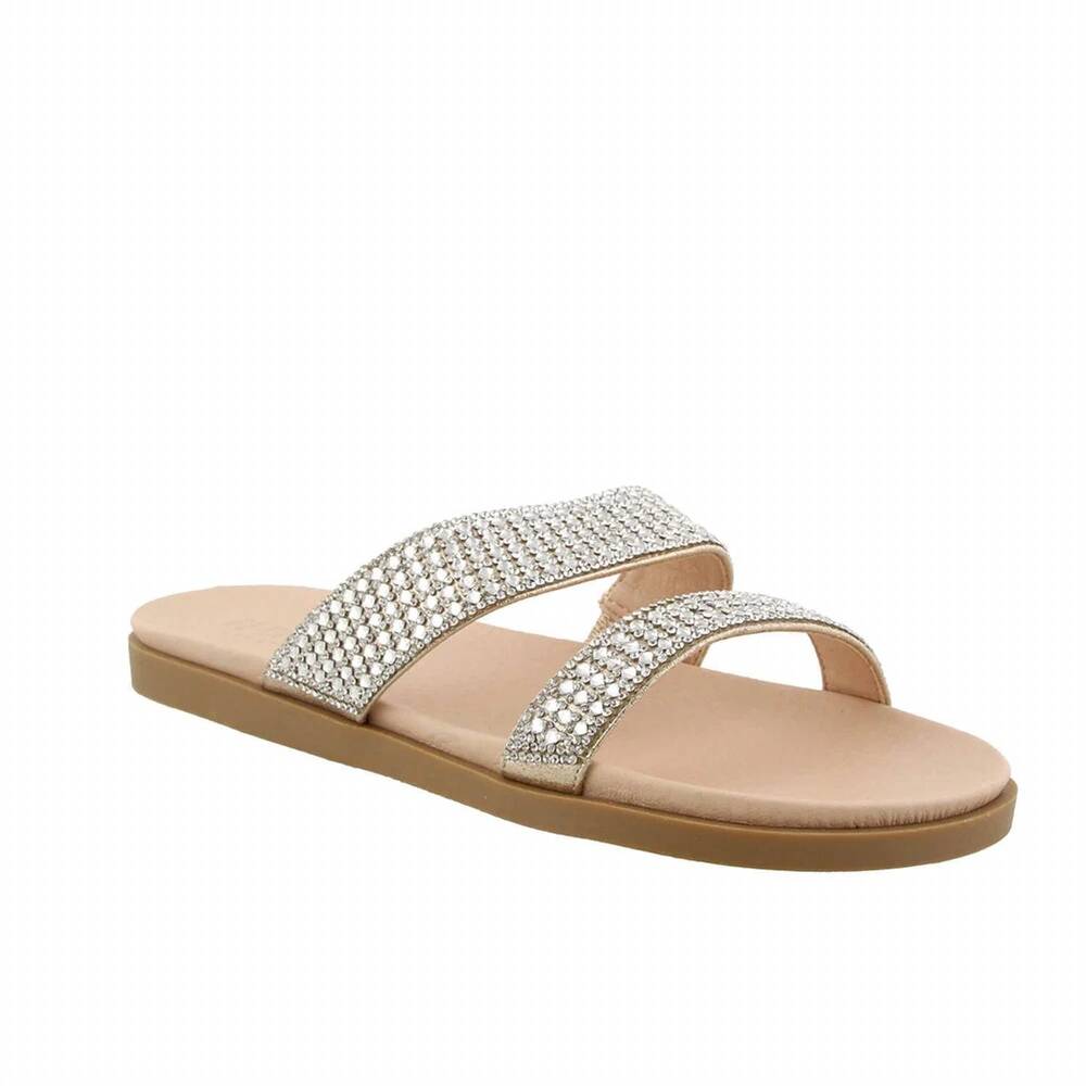 NEW BLOSSOM FOOTWEAR women's rhinestone flat sandal in nude